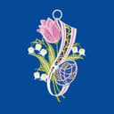 W. Reuter & Sohn - Plauener Spitze Fensterbild "Tulpe und Ei" farbig 2