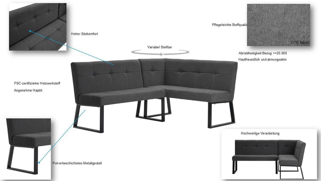 OTTO home Eckbank Geranie | Grau