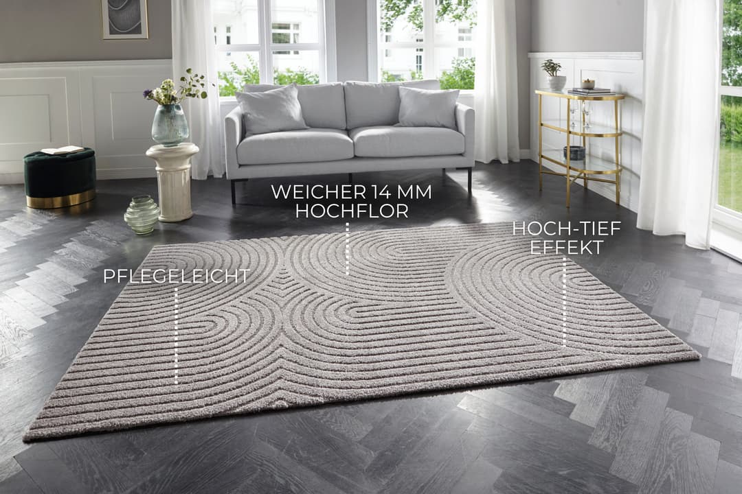 ELLE DECORATION Designteppich Panglao | Grau