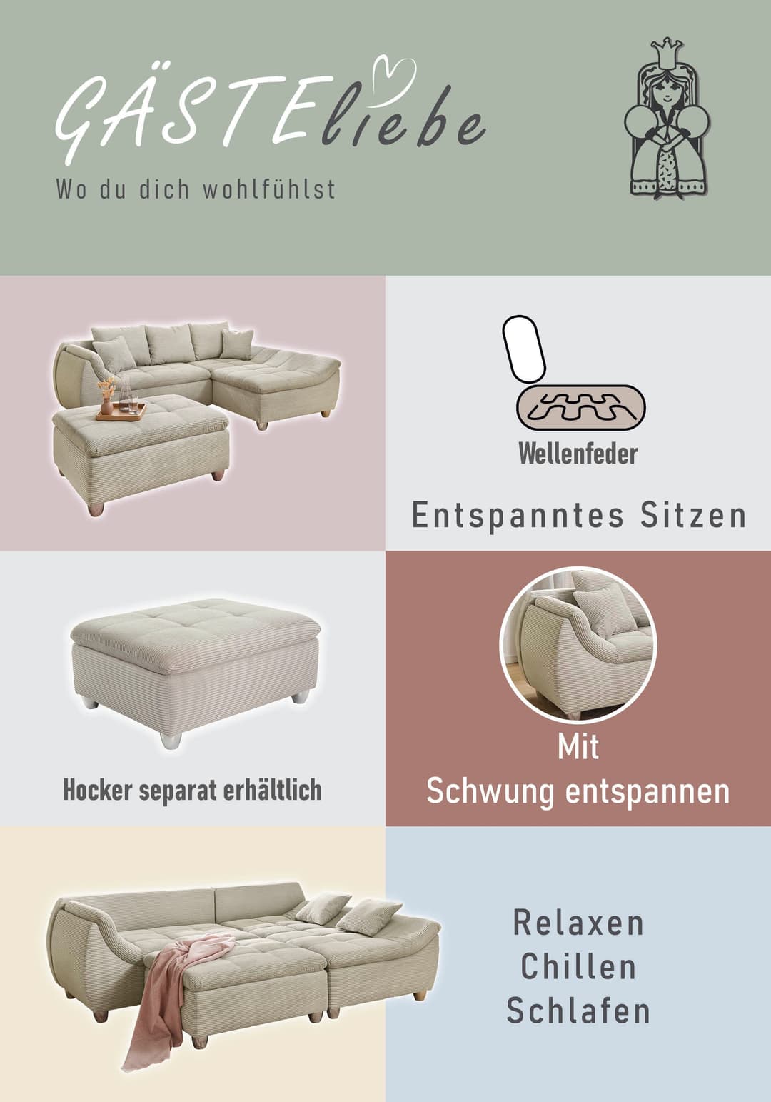 Jockenhöfer Gruppe Ecksofa Genua | Grau