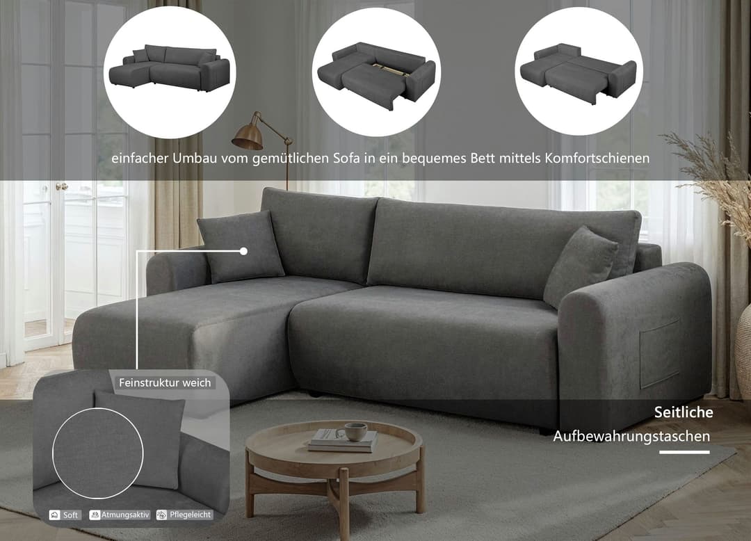 OTTO home Ecksofa JONAA L-Form | Grau