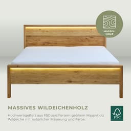 Home affaire Massivholzbett Ambroise aus Wildeiche | Holztöne