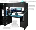 Parisot Hochbett Meddox mit LED & integriertem Gaming-Arbeitsplatz 5