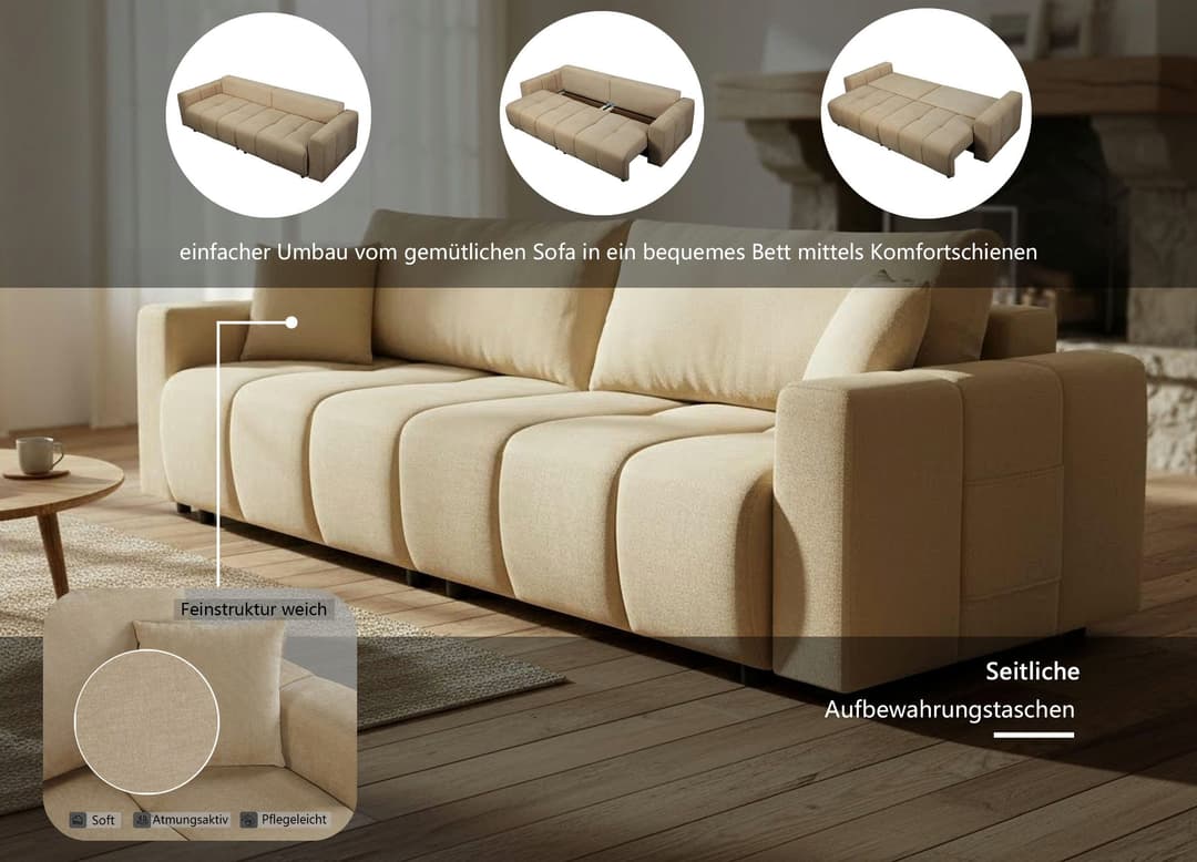 OTTO home Schlafsofa YLVAA | Beige