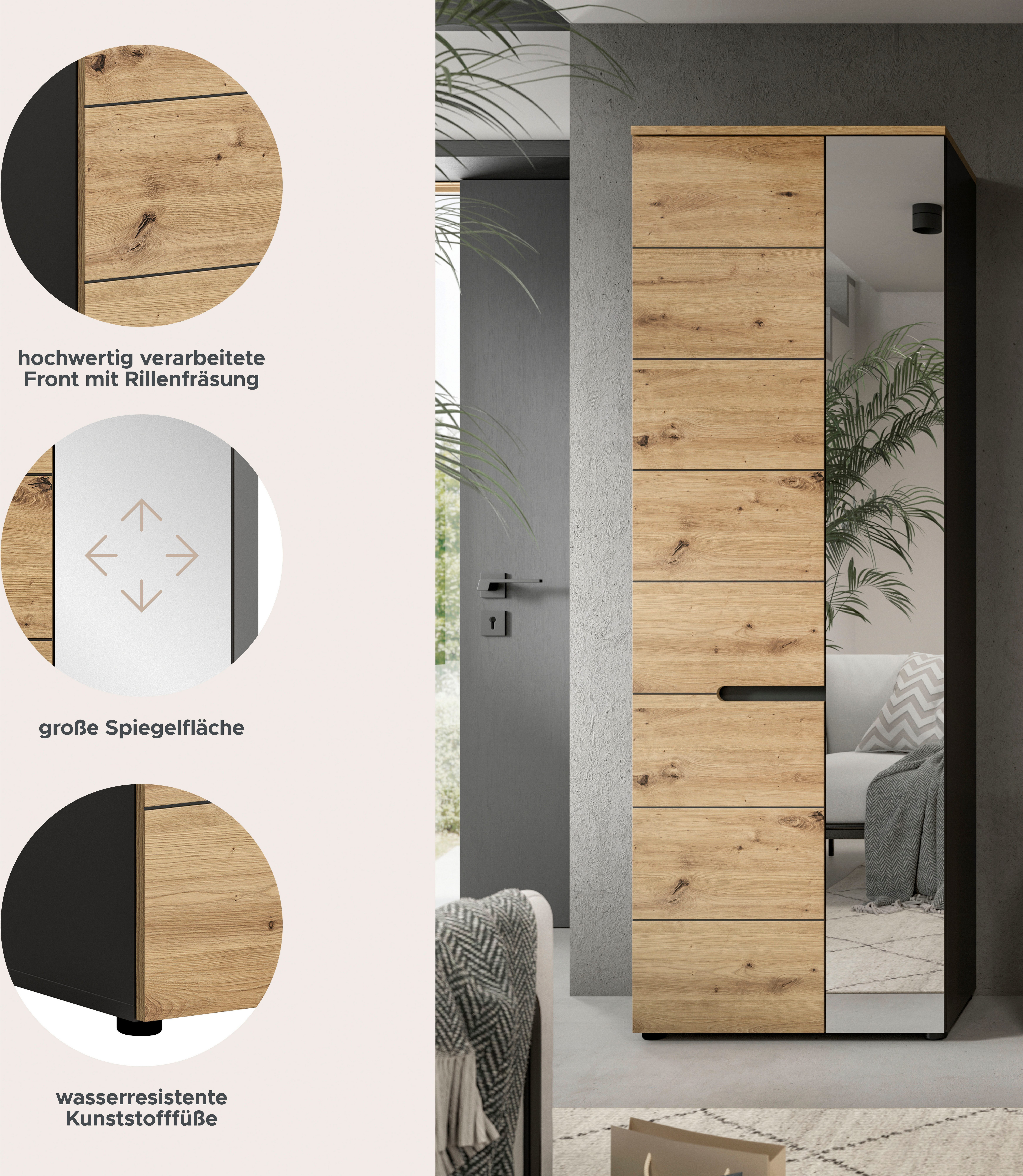 Home affaire Garderobenschrank REHAT | Grau 3