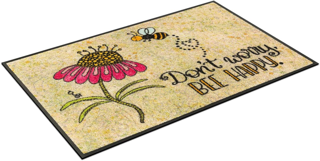 wash+dry by Kleen-Tex Fußmatte Bee Happy | Mehrfarbig
