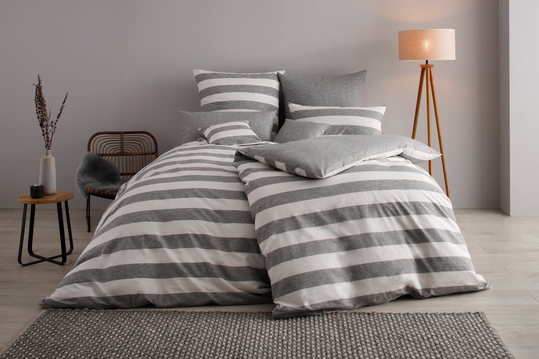 OTTO home BIG STRIPE Jersey Spannbettlaken | Grau