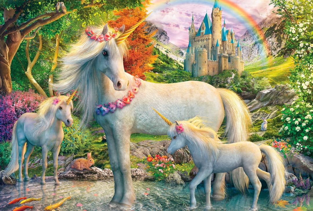 Schmidt Spiele Puzzle Einhornstute mit zwei Fohlen | Mehrfarbig