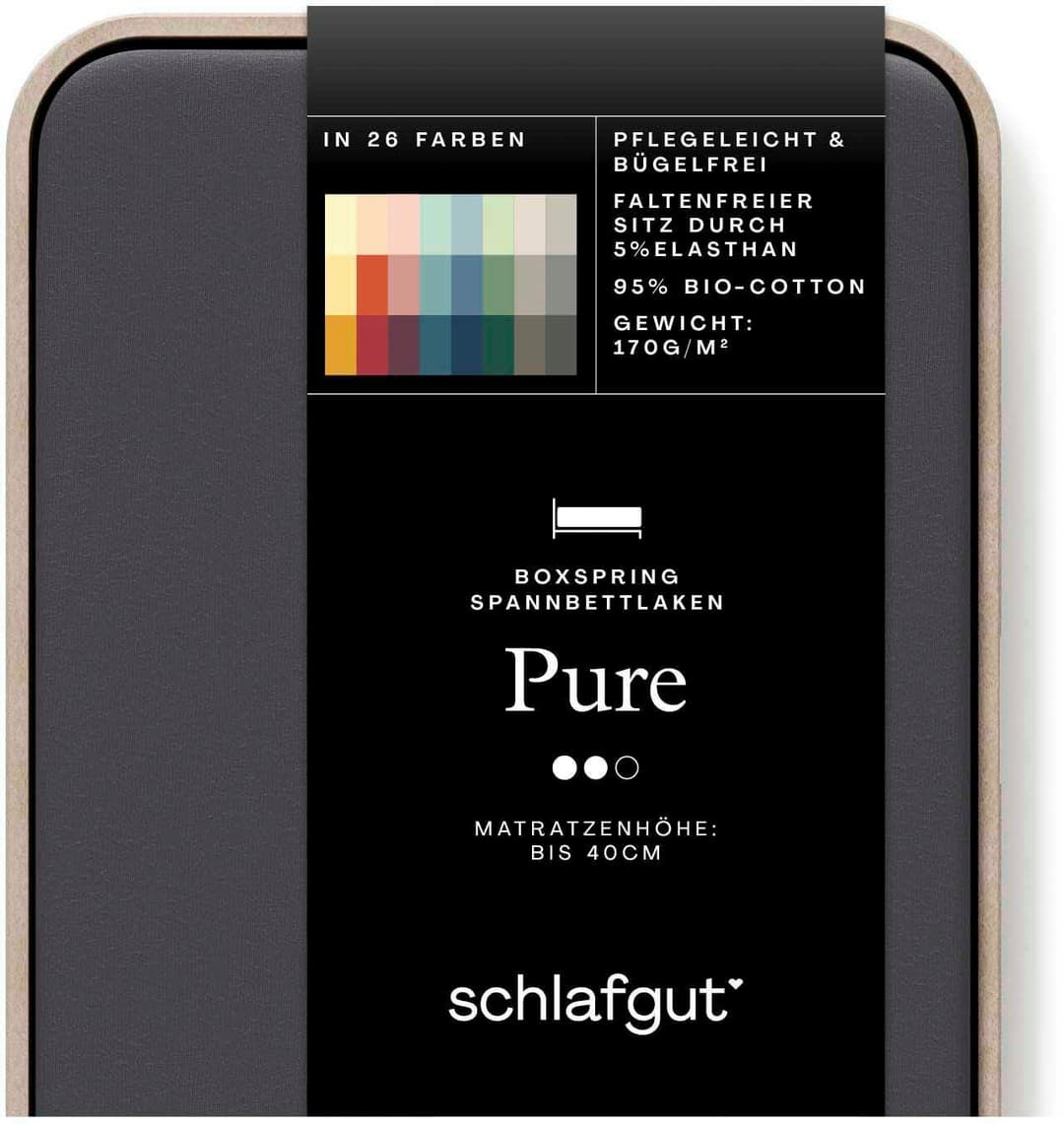 Schlafgut Spannbettlaken PURE BOXSPRING | Grau