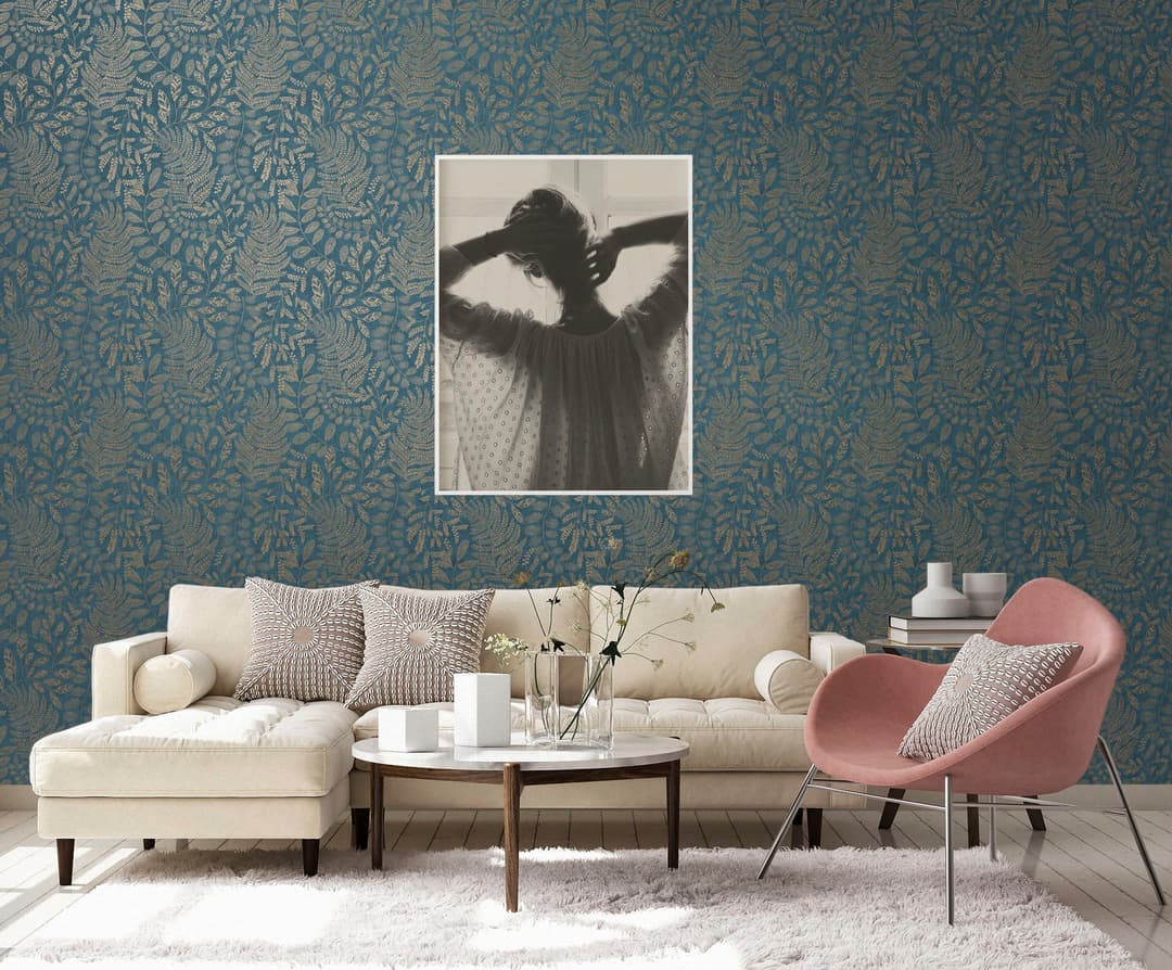 A.S. Création Vliestapete THE BOS Blätter Floral | Blau