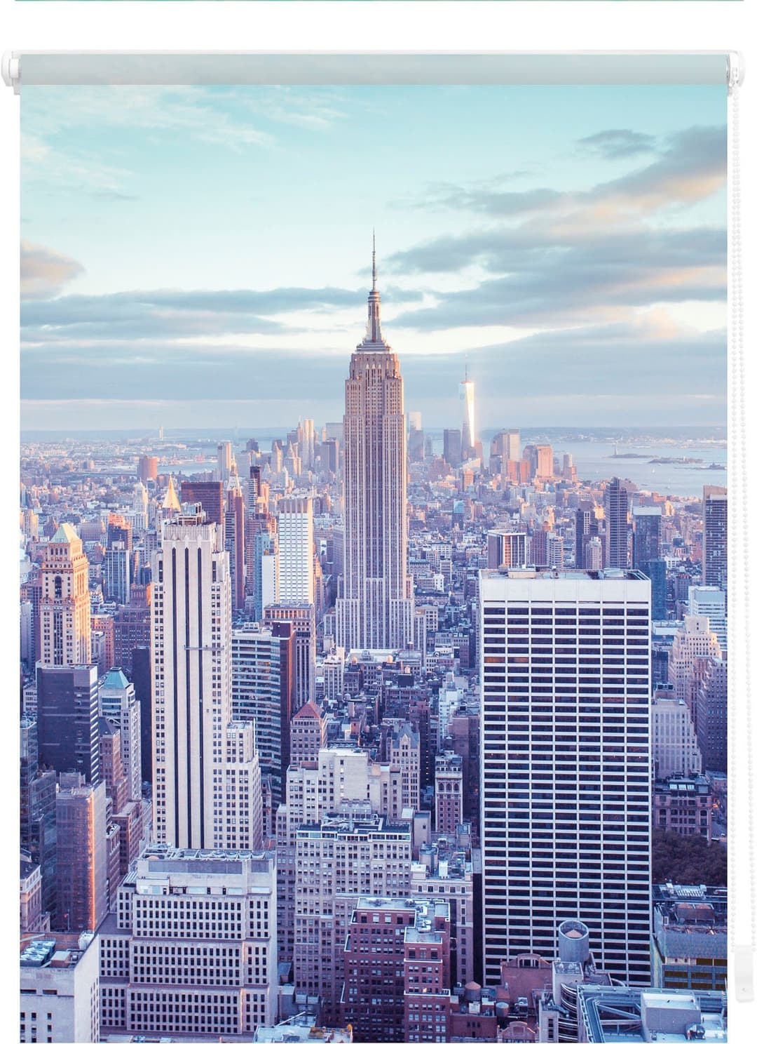 Seitenzugrollo Klemmfix Motiv New York | Blau