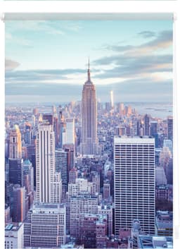 Seitenzugrollo Klemmfix Motiv New York | Blau