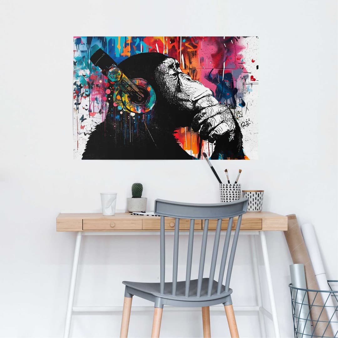 Reinders! Poster Graffiti chimp | Mehrfarbig