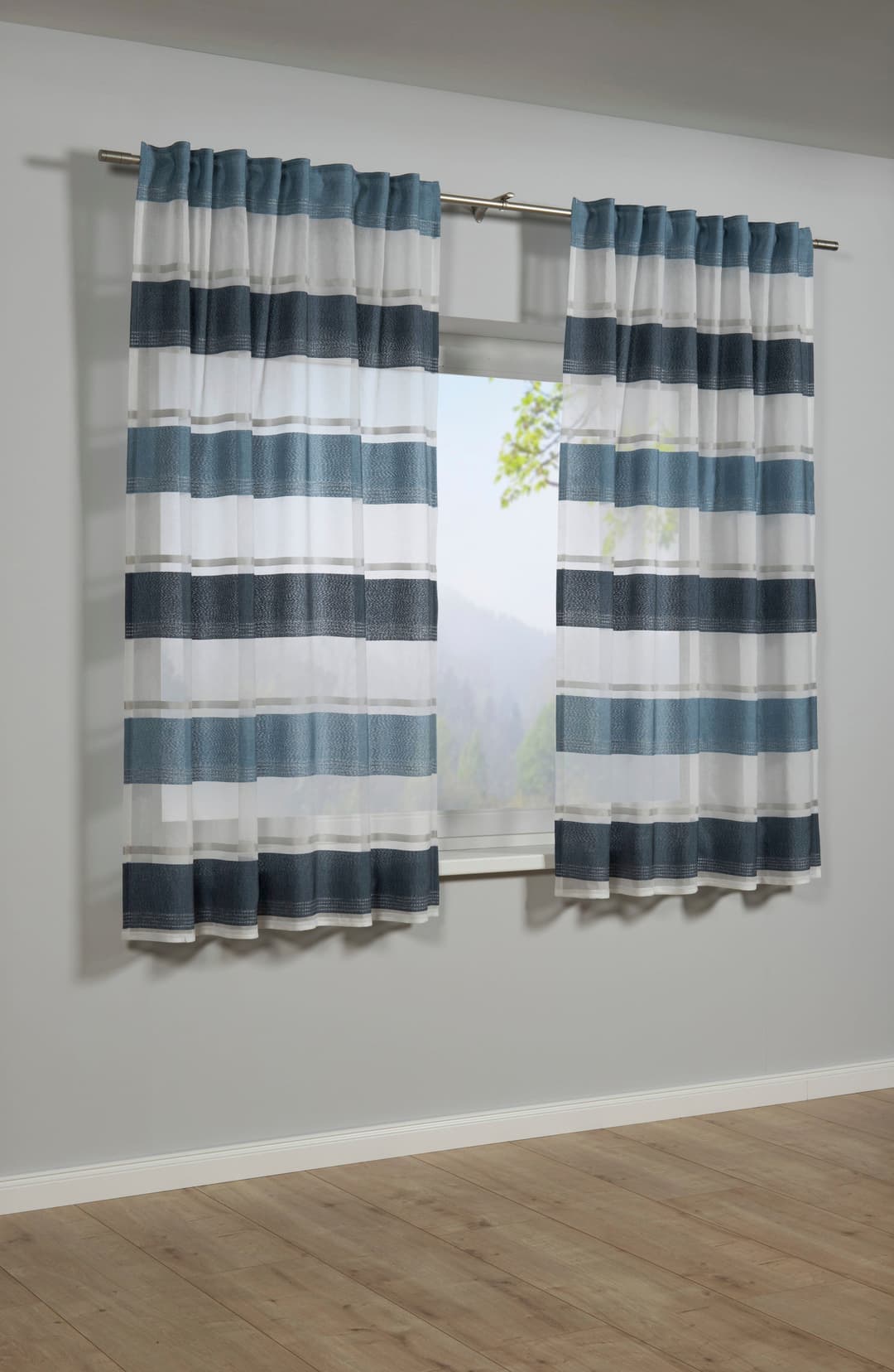 GARDINIA Gardine Schal mit Gardinenband Etamine | Blau