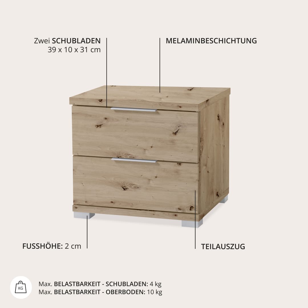 Schlafkontor Smilla Nachtkommode | Holztöne