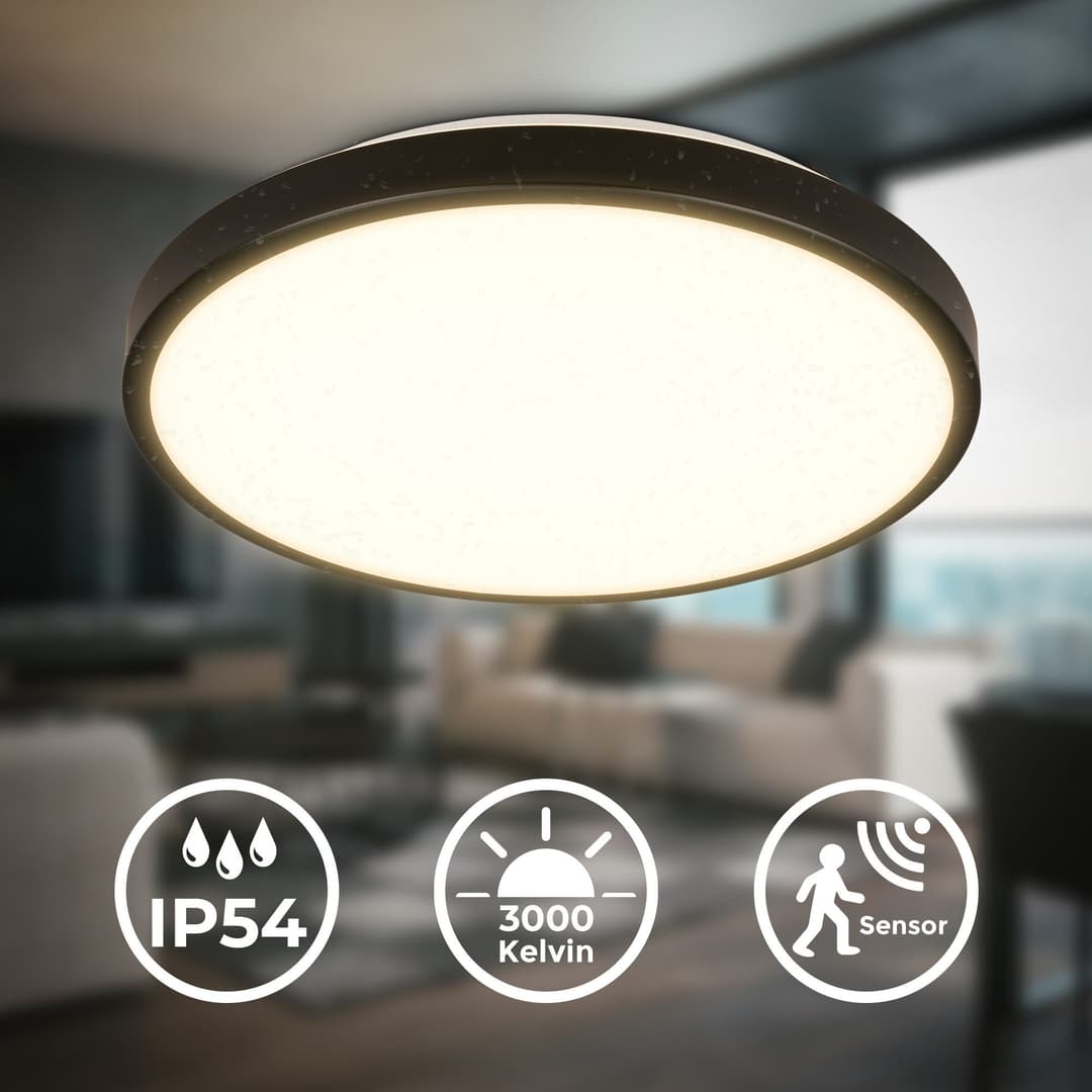 B.K.Licht LED Deckenleuchte BK_DL1615 | Schwarz