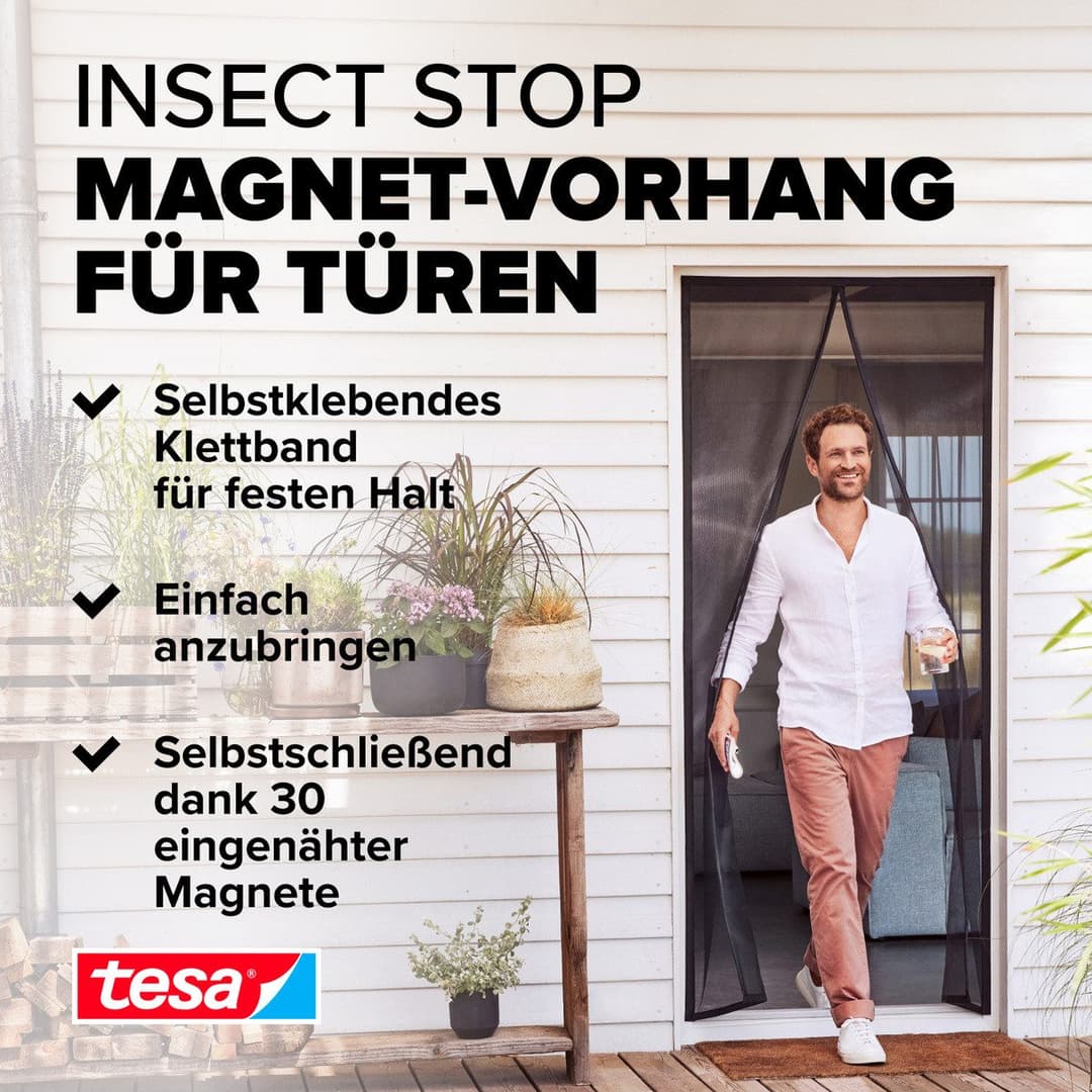 tesa Insektenschutz-Vorhang Insect Stop Magnetvorhang | Schwarz