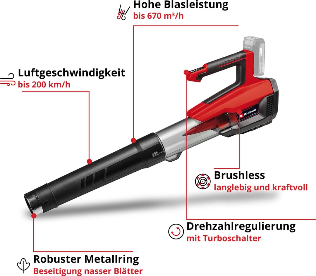 Einhell Akku-Laubbläser GP-LB 18/200 Li E-Solo | Mehrfarbig