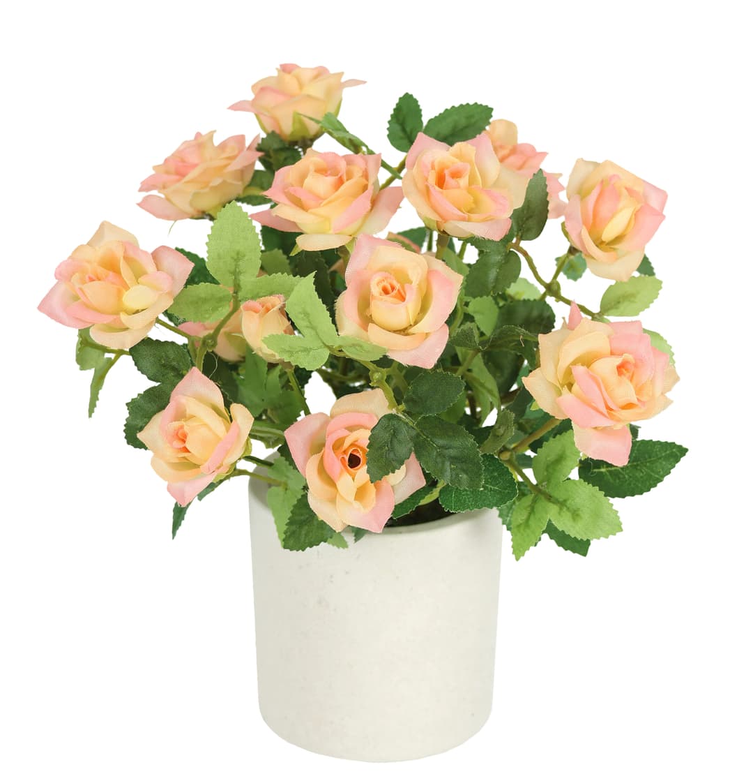 Kunstblume Wildrosen Busch im Topf | Rosa