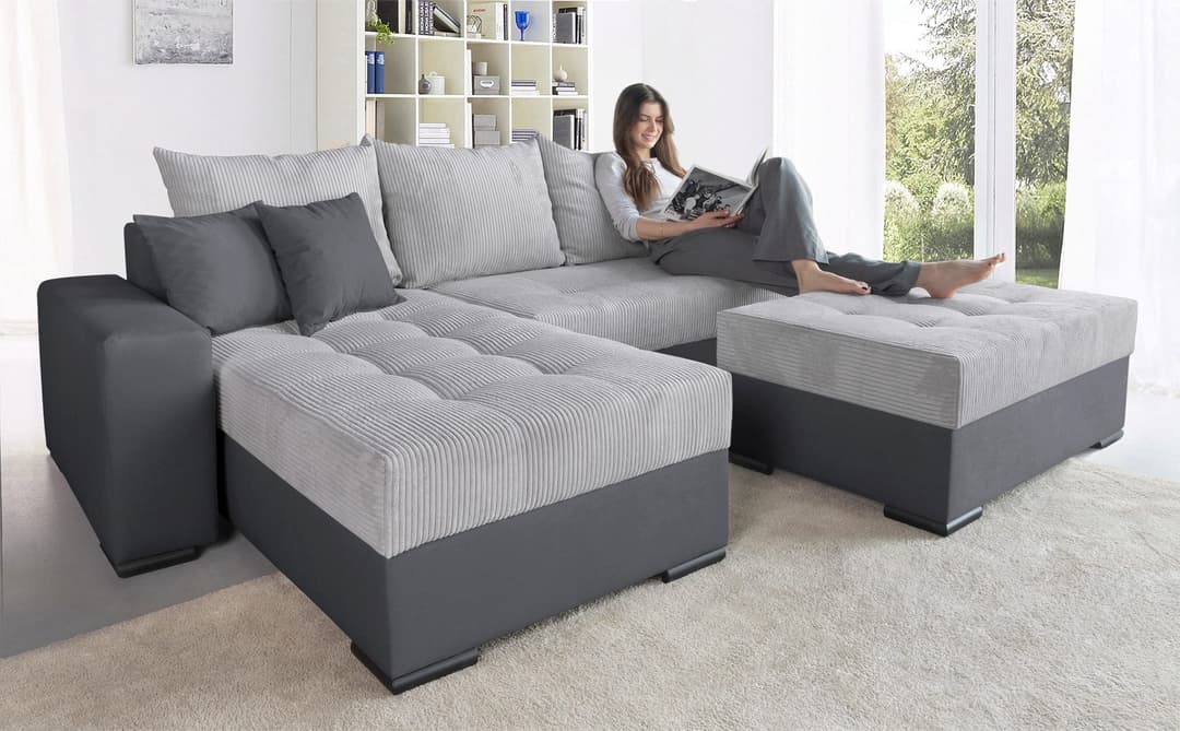 COLLECTION AB Ecksofa Josy L-Form | Grau