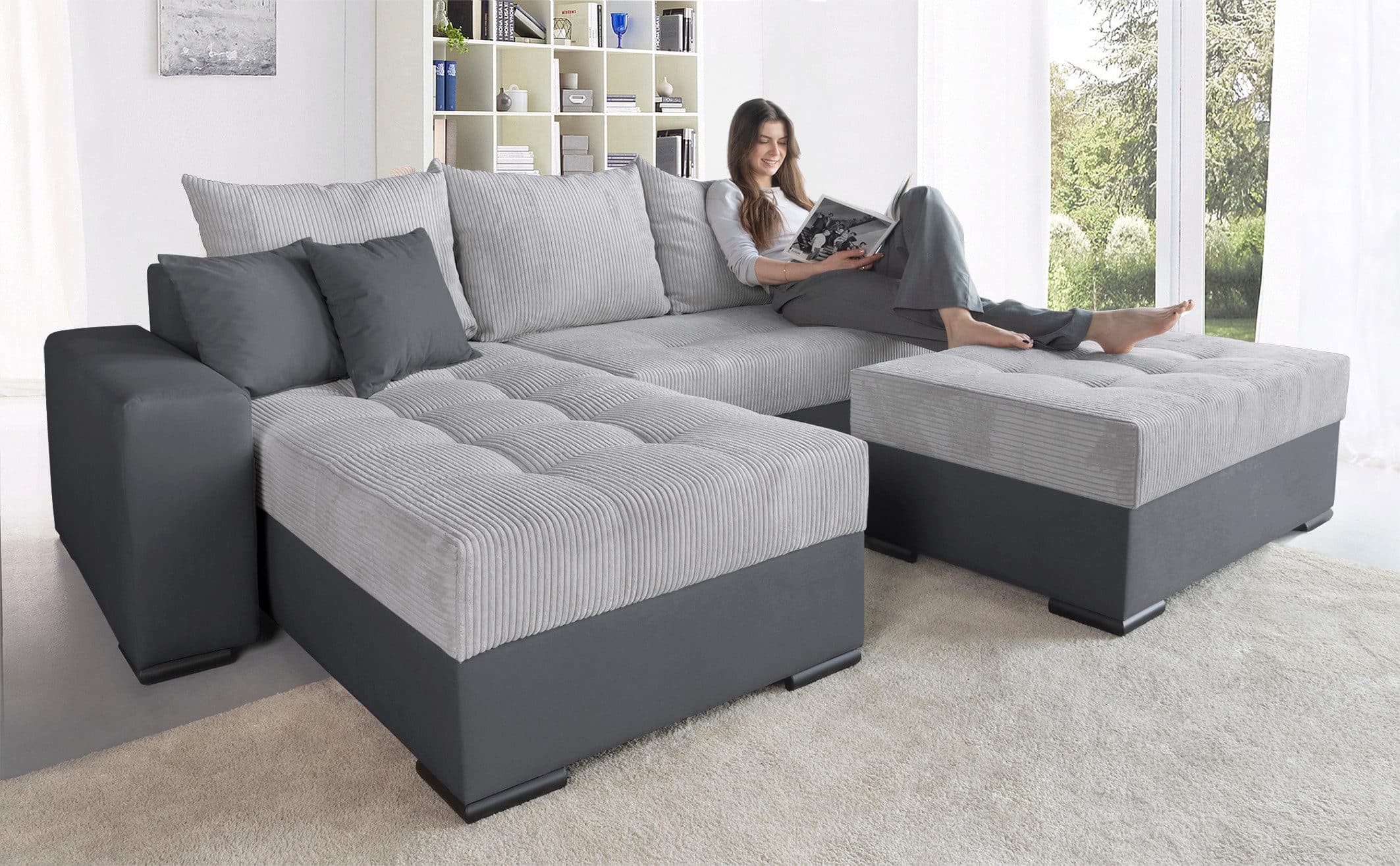 COLLECTION AB Ecksofa Josy L-Form | Grau