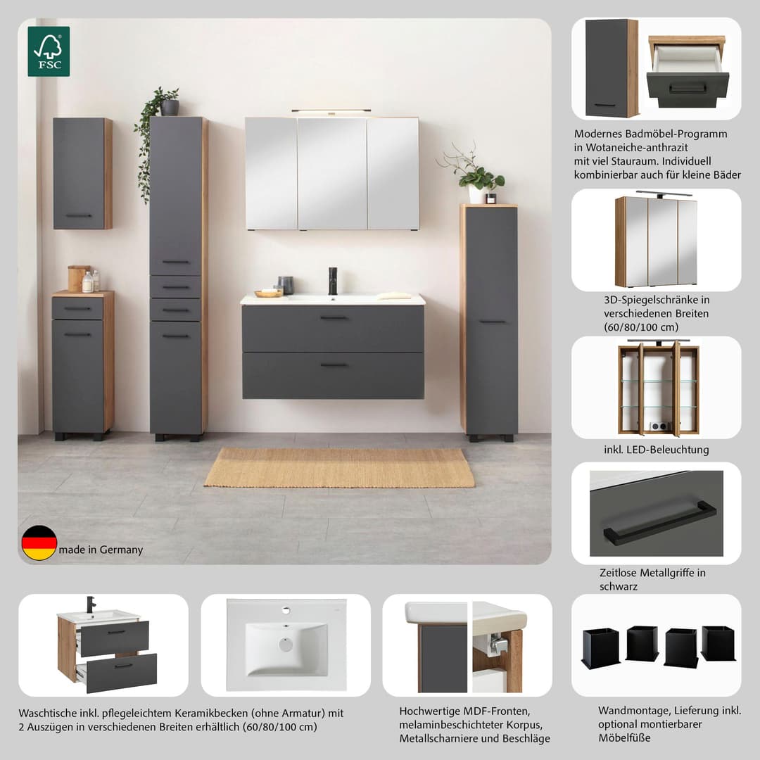 welltime Waschtisch Trento | Braun