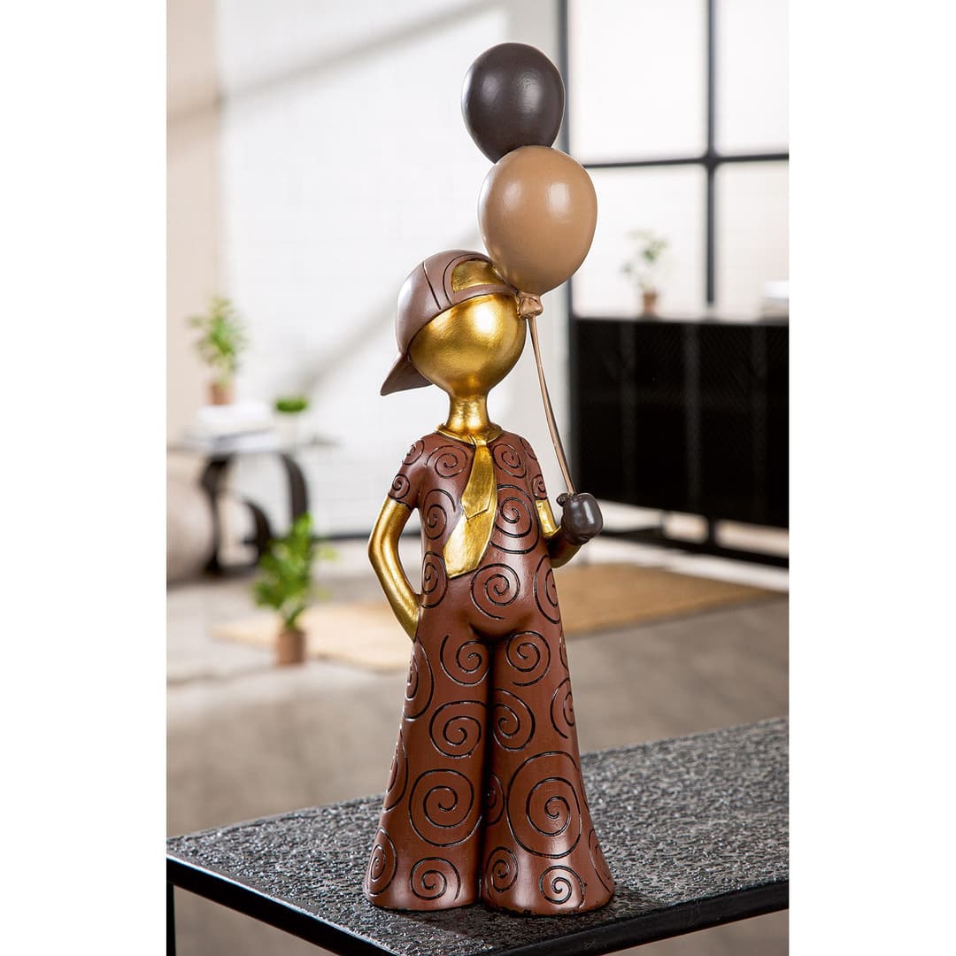 GILDE Dekofigur Figur Ballonjunge | Braun
