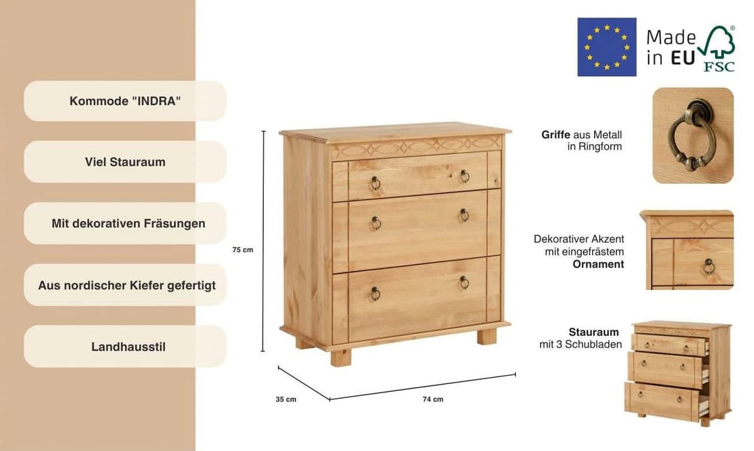 OTTO home Kommode Indra | Holztöne