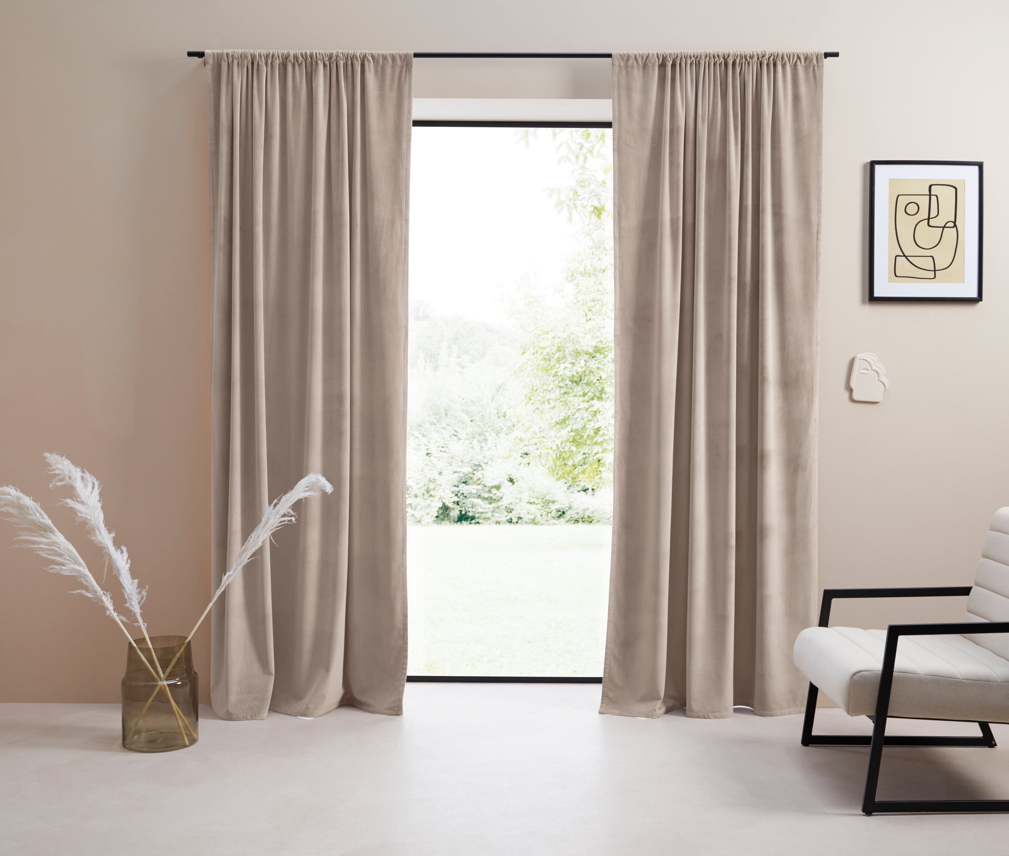 LeGer Home by Lena Gercke Vorhang Samt Ladina | Beige