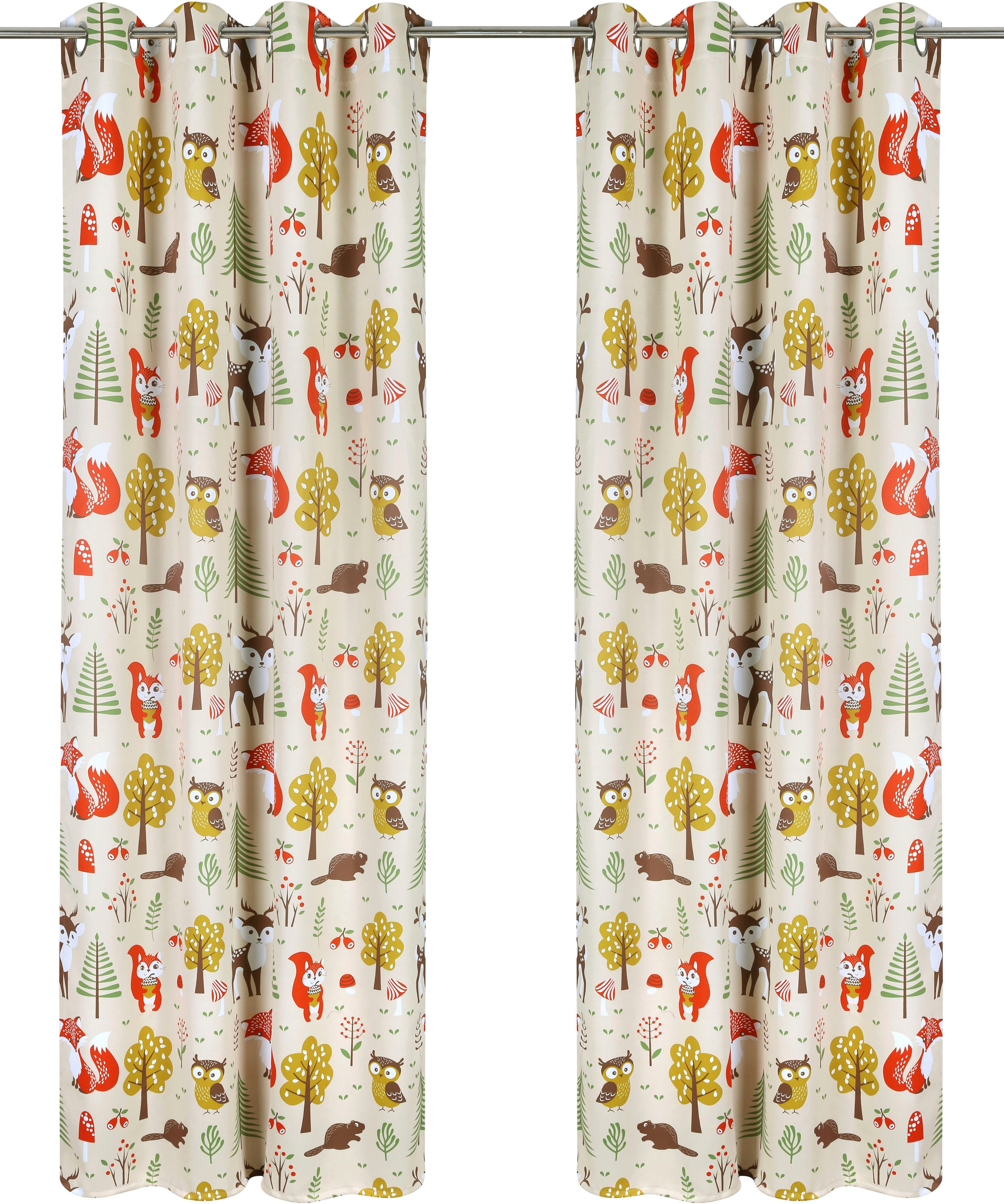 OTTO home Verdunkelungsvorhang Waldtiere | Beige