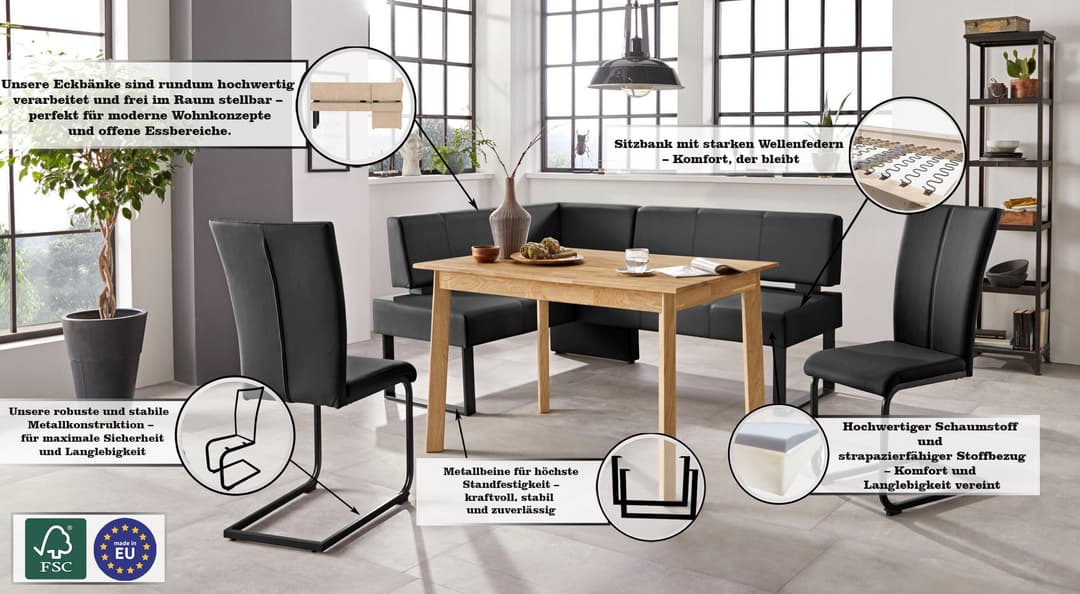 OTTO home Eckbank Oliver | Schwarz