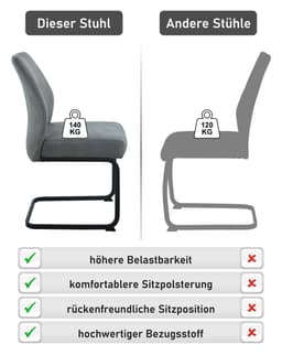 HELA Freischwinger NEPTUN Esszimmerstuhl-Set | Grau