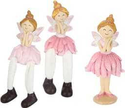 I.GE.A. Dekofigur Elfen, 3er Set Kantenhocker | Rosa