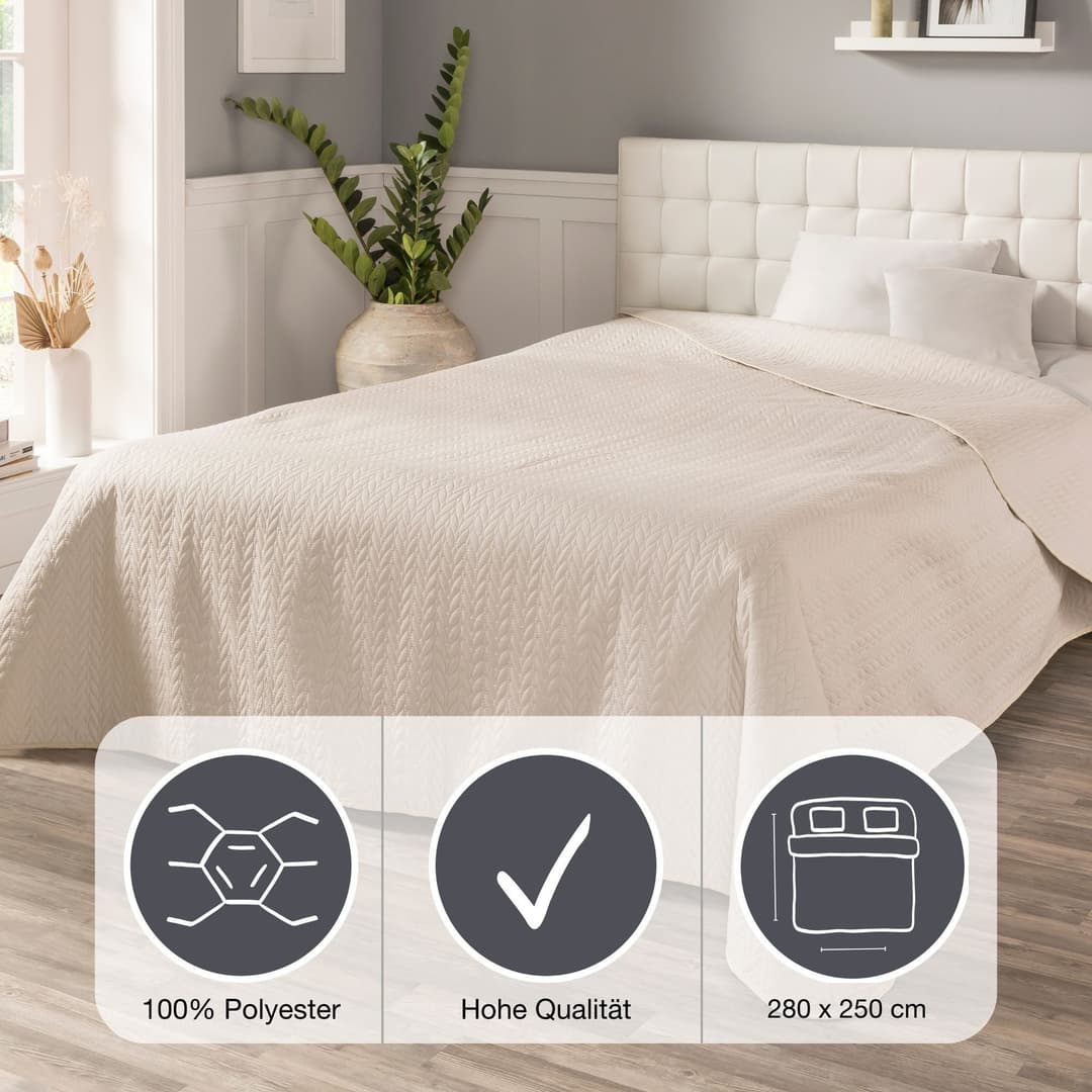 IBENA Tagesdecke Sonio | Beige
