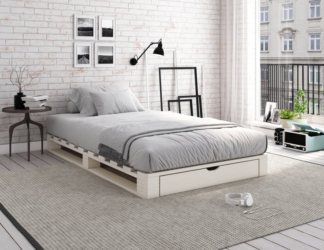 OTTO home Palettenbett ALASCO mit Schublade | Weiß