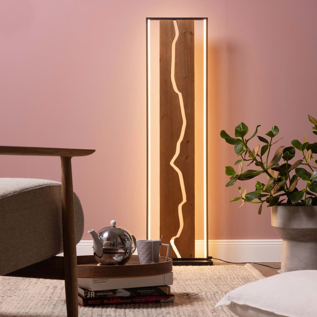 Brilliant LED Stehlampe Thunder | Holztöne