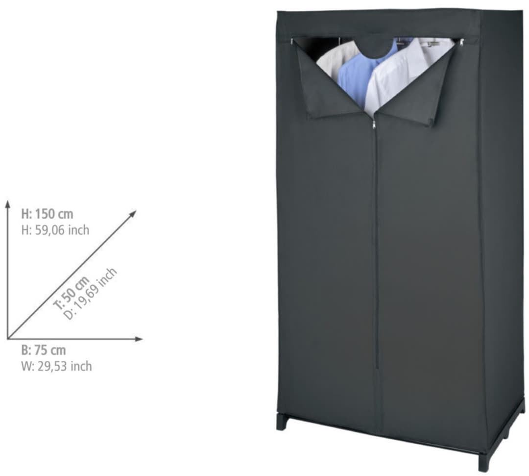 WENKO Stoffschrank Deep Black | Schwarz