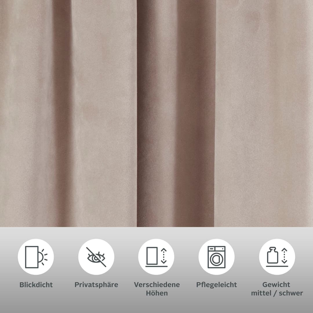 LeGer Home by Lena Gercke Vorhang Samt Ladina | Beige