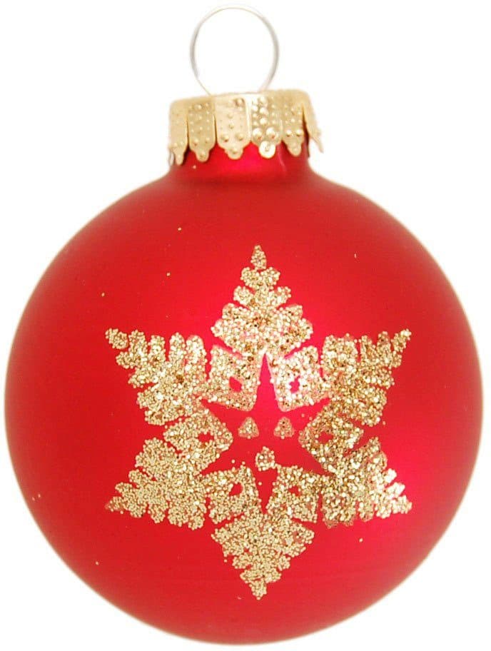 Krebs Glas Lauscha Weihnachtsbaumkugel Schneeflocke rot (16 St) | Rot