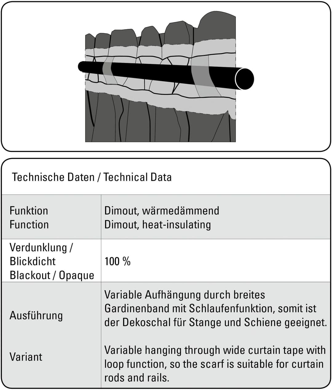 Sehlbach Gardine Schal Dimout Uni | Beige