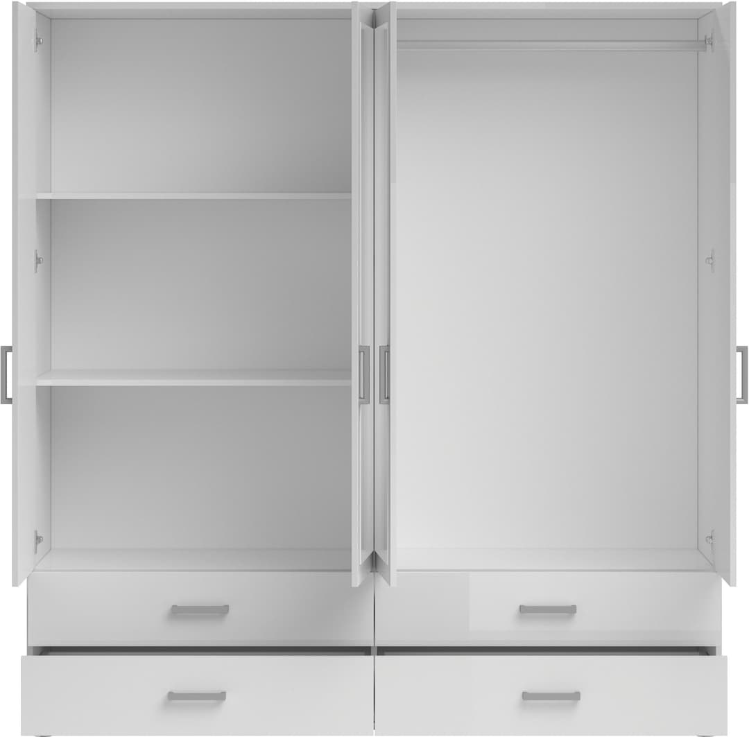 Schlafkontor Drehtürenschrank Ivar Kleiderschrank mit Spiegel | Weiß