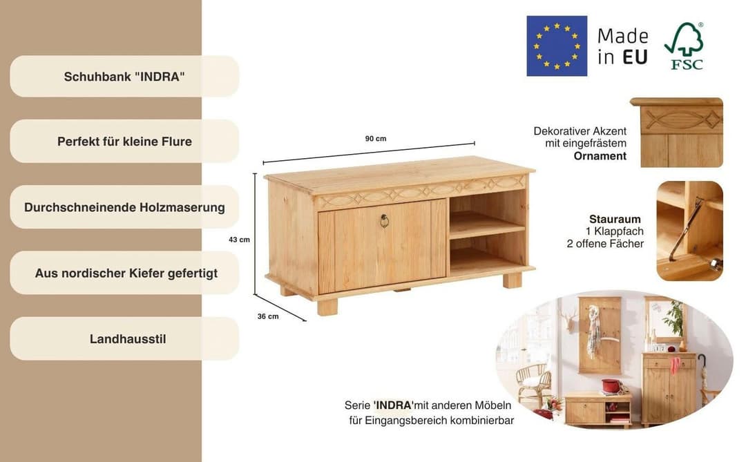 OTTO home Schuhbank Indra | Holztöne