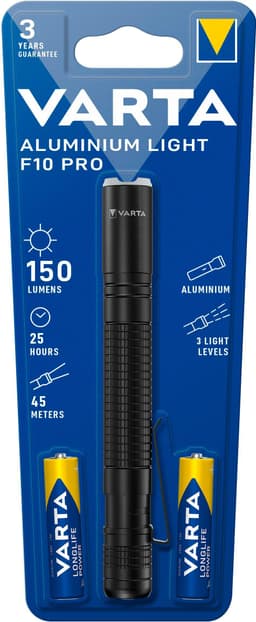 VARTA Aluminium Light F10 Pro Taschenlampe | Schwarz