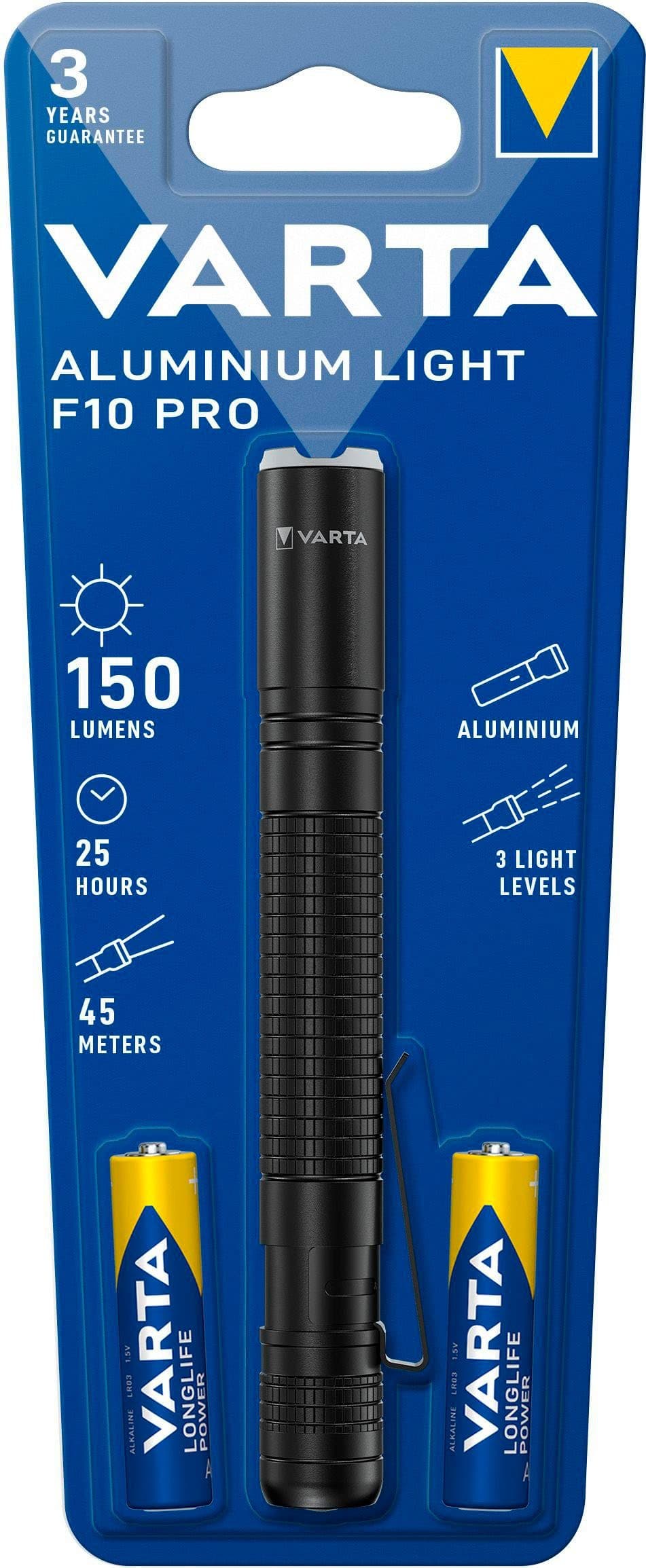 VARTA Aluminium Light F10 Pro Taschenlampe | Schwarz