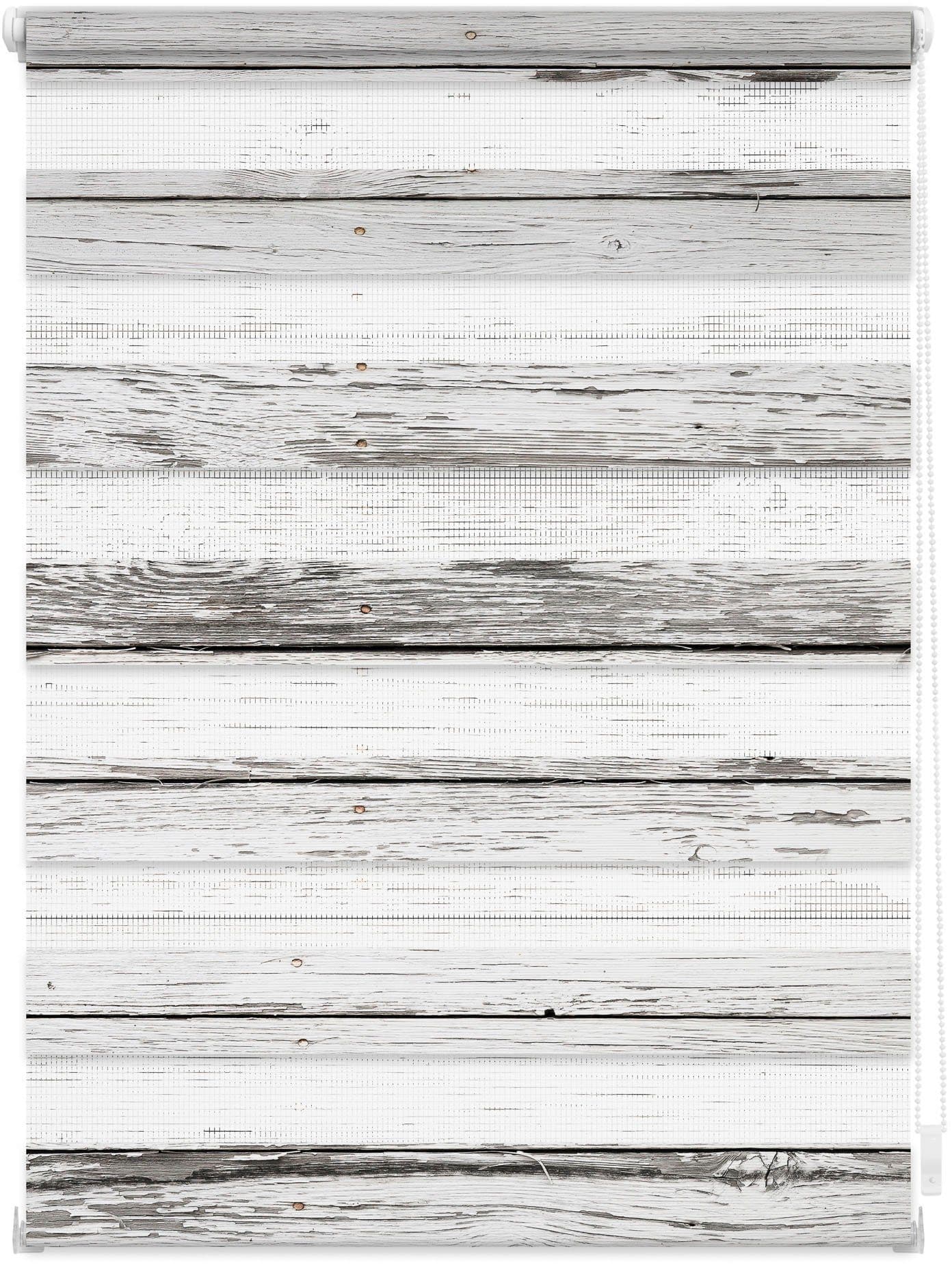 Doppelrollo Duo Rollo Motiv Bretter-Vintage | Holztöne