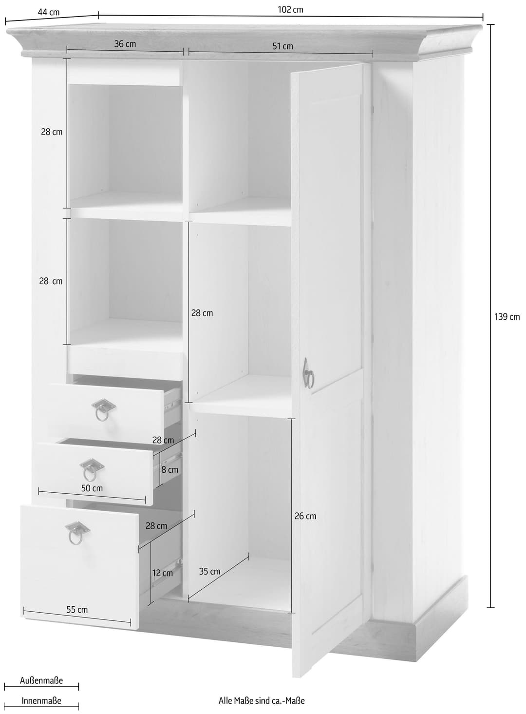 Home affaire Highboard Cremona | Holztöne