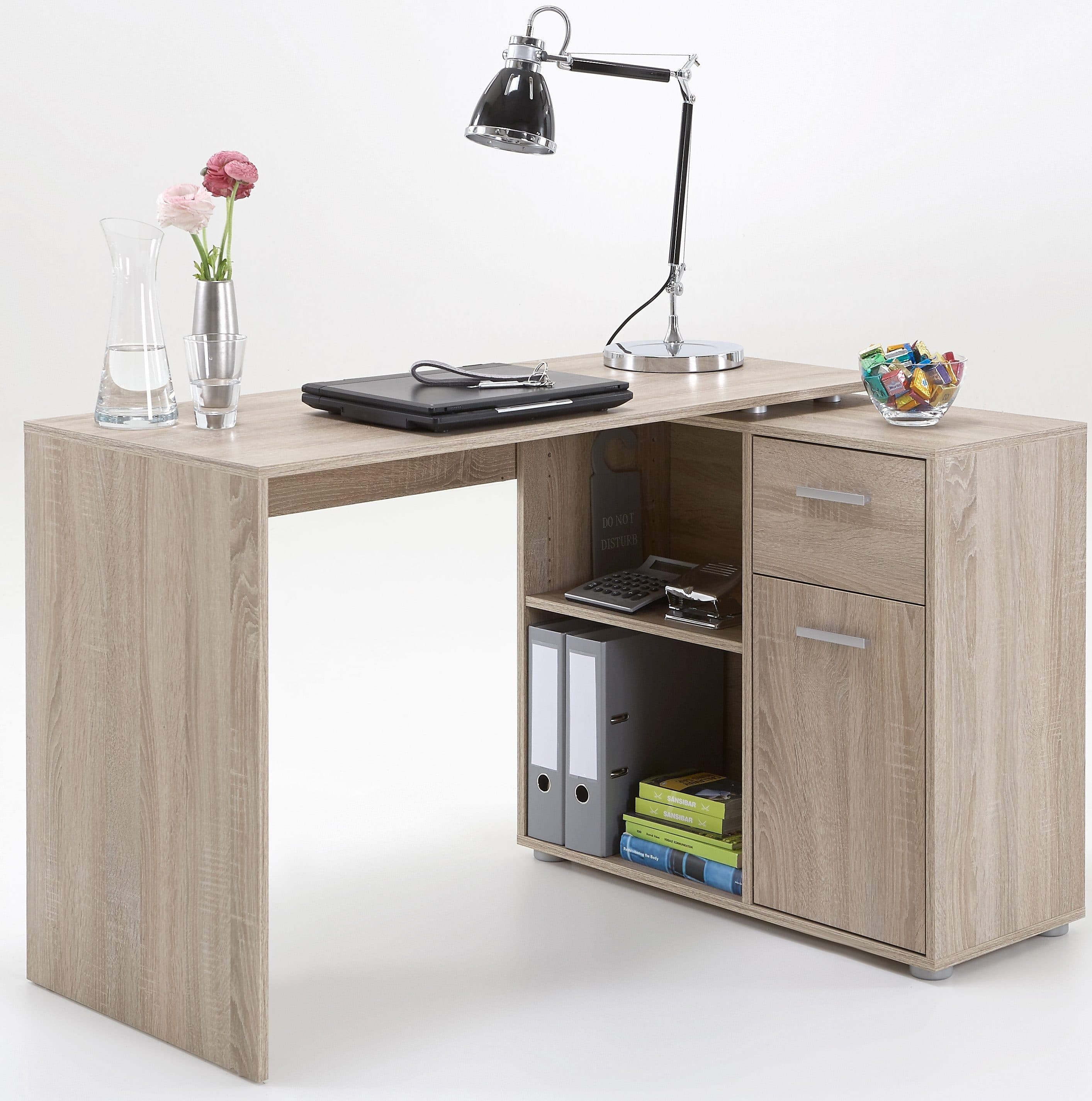 FMD Eckschreibtisch AUGSBURG | Holztöne