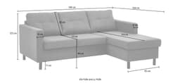 ATLANTIC home collection Ecksofa Tea L-Form | Grau