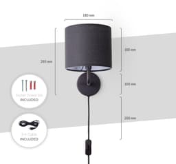 Paco Home Wandleuchte Uni Color | Schwarz
