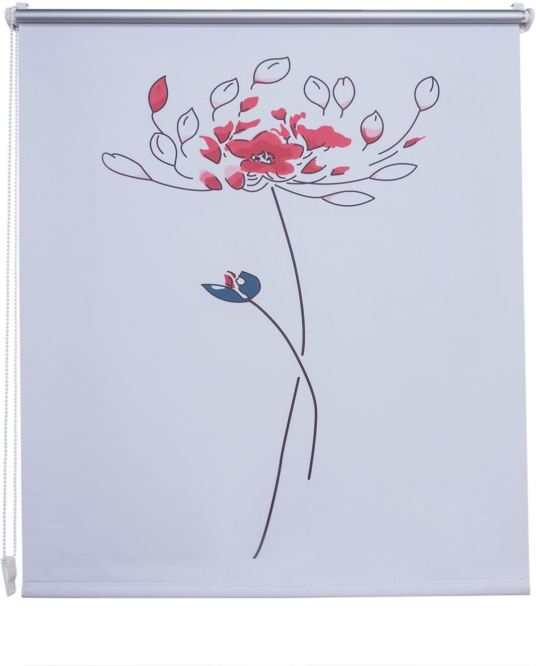 Seitenzugrollo Druck Blume | Weiß